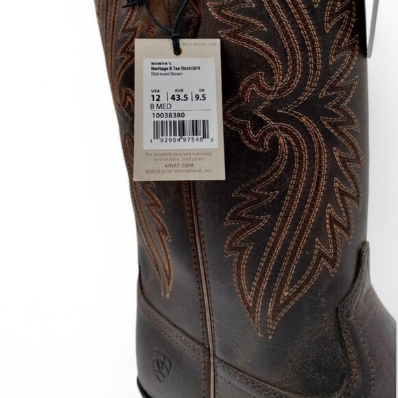 Ariat Women's Size 12 Distressed Brown Heritage R Toe StretchFit Western Boot - Picture 15 of 16